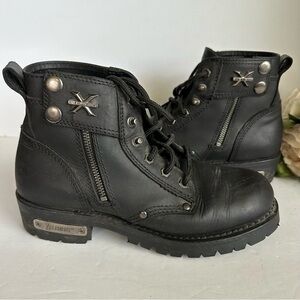 Element X Sz 9 Black Leather Moto Biker Boots